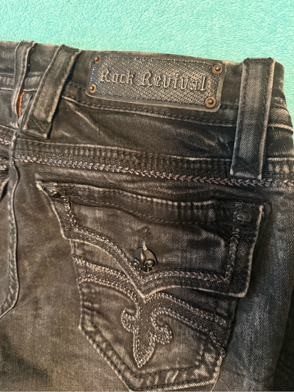 Rock Revival Women’s Black Jeans - Fleur Pocket Detailing